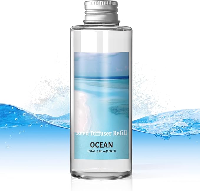 SCENTORINI Reed Diffuser Oil Refill, Ocean Diffuser Oil 6.76 Fl Oz, Natural Scented Essential Oil Refill Long Lasting Summer Home Fragrance for Bathroom Room Spa Aromatherapy Hotel Decor