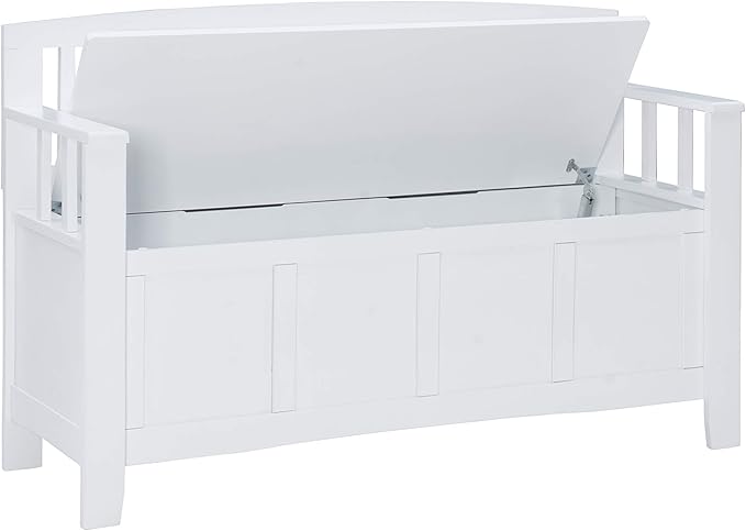 Cynthia White Storage Bench with Flip-Top Lid and Hidden Storage Space by Linon