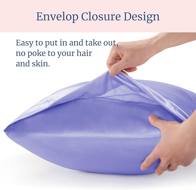 BEDELITE Satin Pillowcase for Hair and Skin, Super Soft Similar to Silk Pillow Cases 4 Pack with Envelope Closure, Cooling Pillowcases for Women Men (20"x30" Queen Size, Lilac)