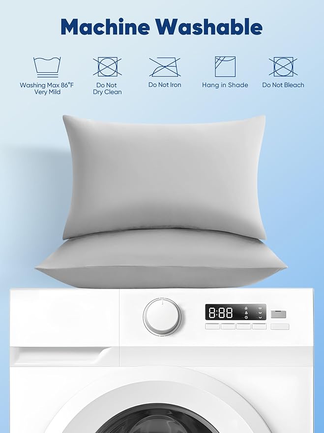Avolare Cooling Pillow Cases Queen Size Set of 2,Arc-Chill 3.0 Cool Pillowcases for Hot Sleepers(Q-Max>0.5),Breathable&Stretchy Fabric,Softer Than Silk,Zipper Pillow Cases,Grey
