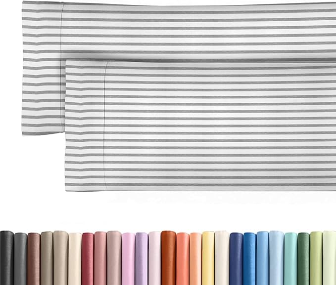 Body Pillowcases Set of 2-20x54 Long Body Pillow Case - Soft Body Pillow Cover for Sleeping & Side Sleepers - Comfy, Wrinkle & Fade Free - Machine Washable w/Envelope Enclosure Grey Stripes 2