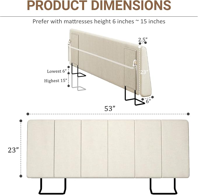 Full Size Headboard Only-No Assembly, Upholstered Headboard Full Size Linen Fabric Modern Style Headboards Extra-Thick, Beige