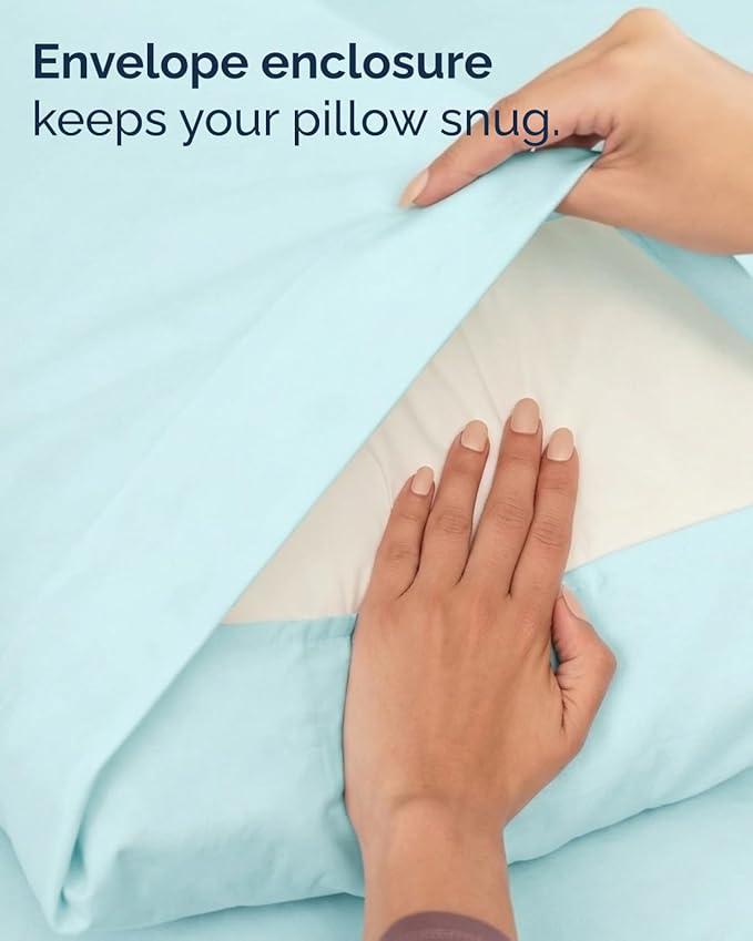 Twin 4 Piece Sheet Set - Comfy, Breathable & Cooling - Hotel Luxury Bedding for Women, Men, Kids, Teens and Children - 1 Flat & 1 Fitted Sheet & 2 Pillowcases w/ Deep Pockets - Wrinkle Free - Spa Blue