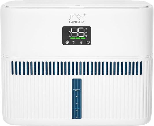LAVIEAIR Evaporative Humidifiers for Bedroom, Living Room, Nursery, Large Room up to 300 ft², Mist-free No White Dust Top Fill Humidifier for Baby, Plants, 5L Tank, Max 48H Runtime, Easy to Clean