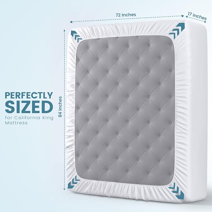 Utopia Bedding Waterproof Mattress Protector California King Size 2 Pack, Premium 200 GSM Terry Mattress Cover, Soft & Breathable Bed Cover, Fitted Sheet Style with Stretchable Deep Pocket 17" (White)