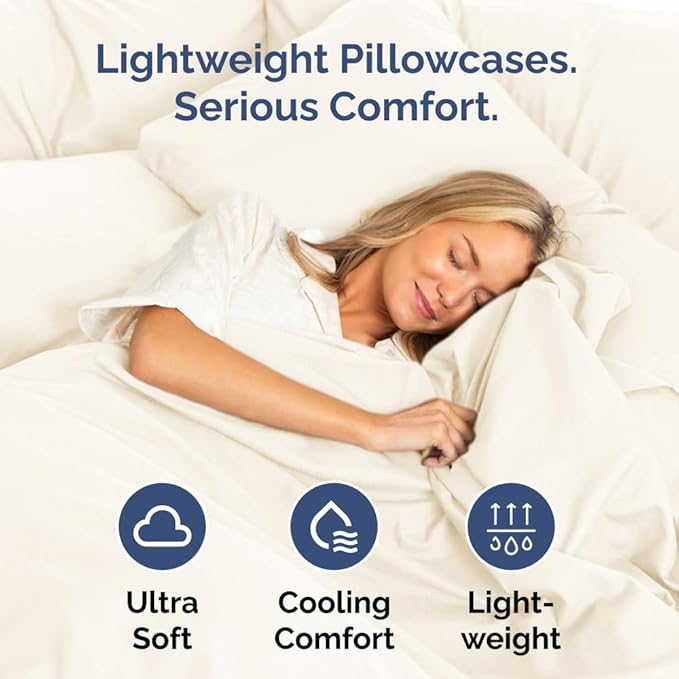 King Standard Pillow Cases Set of 2 - Soft Hotel Quality Pillowcase Covers - Comfy, Cozy & Fade Free - Wrinkle Resistant - Machine Washable Pillow Protectors - 2 Piece Set - King Standard Off White