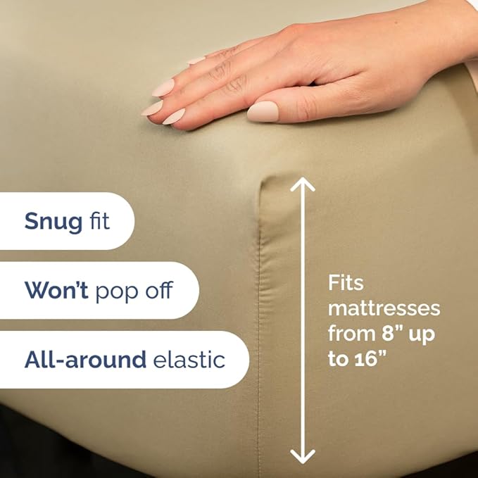 Split King Size 5 Piece Sheet Set - Comfy Breathable & Cooling Sheets - Hotel Luxury Bed Sheets for Women & Men - Deep Pockets, Easy-Fit, Soft and Wrinkle Free Sheets - Beige Oeko-Tex Bed Sheet Set