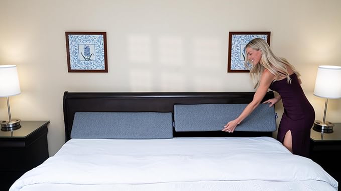 XetraDesign Bed Wedge Pillow Set for Headboard Gap Up to 7", Triangle Gap Filler for Bed, Mattress Wedge Gap Filler, Headboard Space Filler, Corner Pillow, Grey Half Cal-King 36" (2-pk)