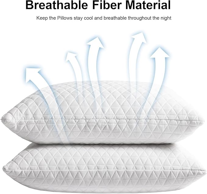 KEYOOHOME Shredded Memory Foam Pillows for Sleeping,Bed Pillows King Size Set of 2 Pack Cooling Adjustable,Good for Side and Back Sleeper with Washable Removable Cover