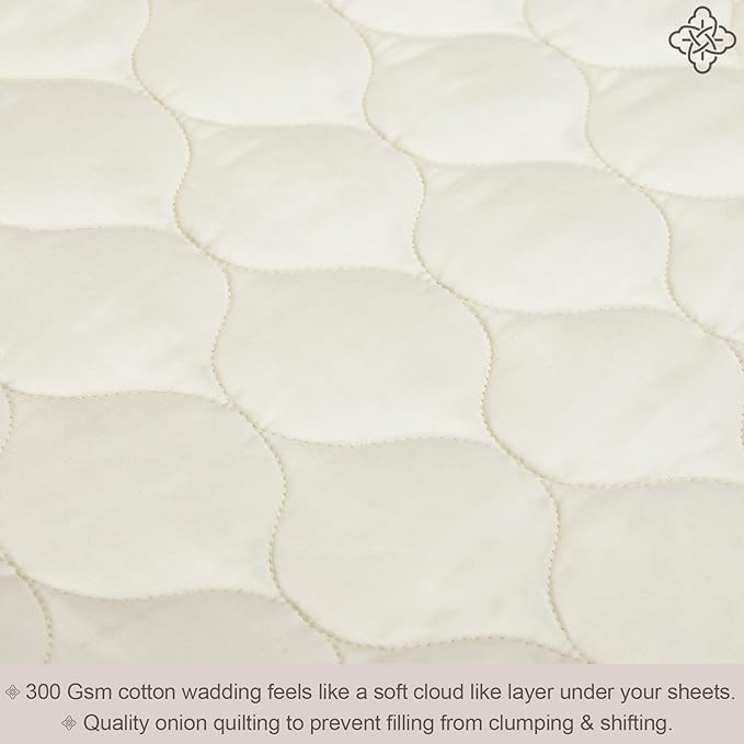 Bioweaves 100% Organic Cotton Mattress Pad Cover, GOTS Certified Cooling Quilted Fitted Mattress Topper & Protector with Soft Cotton Wadding - 20 Inch Deep Pocket, King