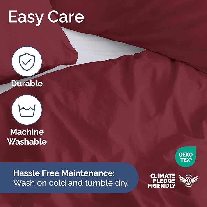 Duvet Cover Full Size Set - Extra Soft Full Duvet Cover 80" x 90" with 2 Pillow Shams - Hotel Luxury, Easy Care & Fade Free w/ Zipper Closures & Ties - All Season, Comfy, Cozy & Breathable (Burgundy)