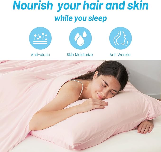 Cozy Bliss Cooling Pillow Cases for Hot Sleepers, Q-Max>0.45, Standard Size Set of 2, Soft & Silky Pillow Covers with Envelope Closure,Gift, Pink, 20x26 Inches