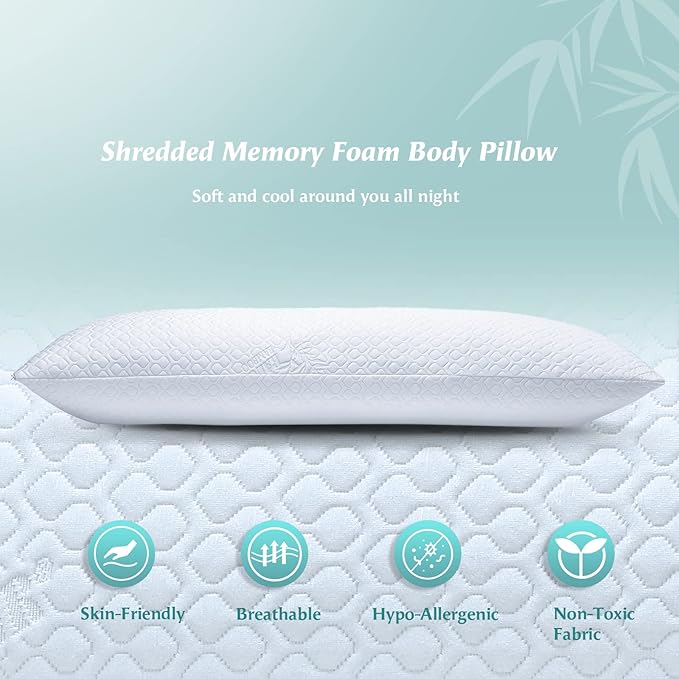 Rainmr Extra Long Body Pillow Memory Foam 160x50cm – Body Pillows for Anime Pillowcase – with Cooling Cover 20 x 63 inches