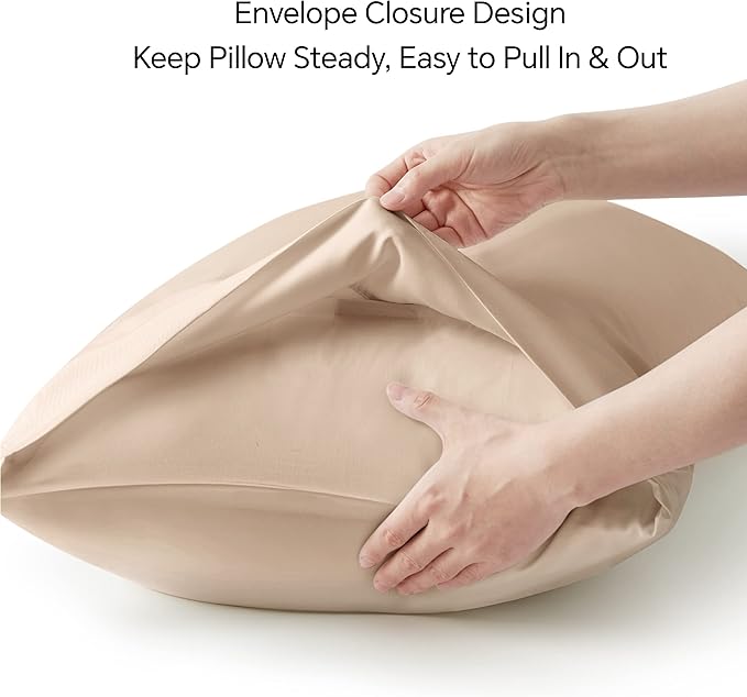 BEDELITE Body Pillow Case Cover, Rayon Made from Bamboo, Cooling Body Pillow Cover for Hot Sleepers and Night Sweats, Breathable & Silky Soft Full Long Pillow Case (Taupe, 20x54 Inches)