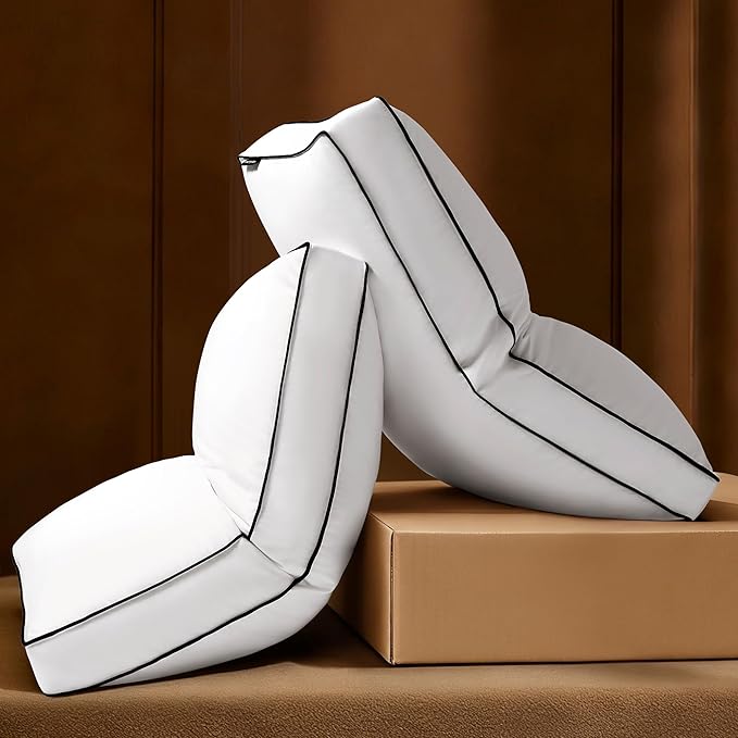 Goose Feather Down Pillow King Size Set of 2, Down Surrounded Hotel Collection Bed Pillows for Sleeping with Gusset, 2 Pack, Fluffy Plush for Side, Back Sleepers 20x36 in.