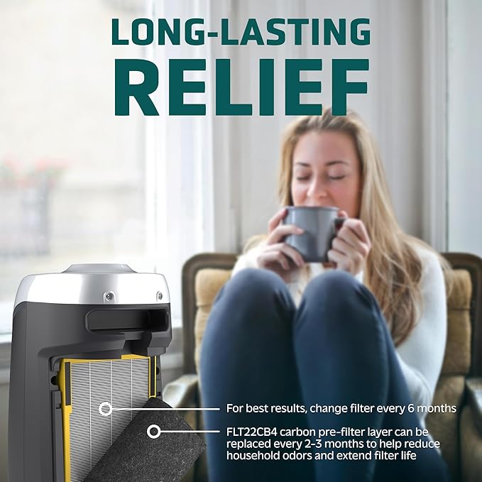 GermGuardian Filter B True HEPA Pure Genuine Air Purifier Filter, Removes 99.97% of Pollutants, Wildfire Smoke, Odors, for AC4825, AC4300, AC4900, AC4880, 4-Pack, Fresh Air for 2 Years, FLT48254PK