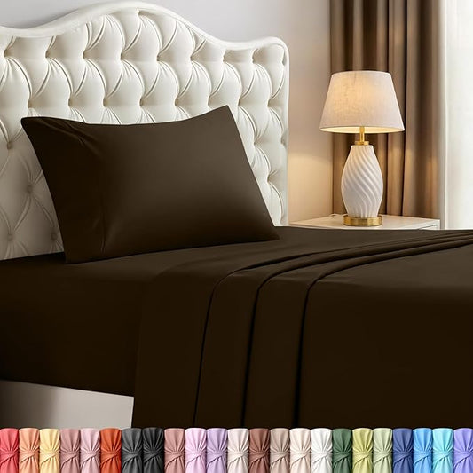 Utopia Bedding Twin XL Sheet Set – 3 Piece Bed Sheets for Twin XL Size Bed, Soft and Breathable Microfiber, Includes 1 Fitted Sheet, 1 Flat Sheet and 1 Pillowcase – Oeko Tex (Brown)