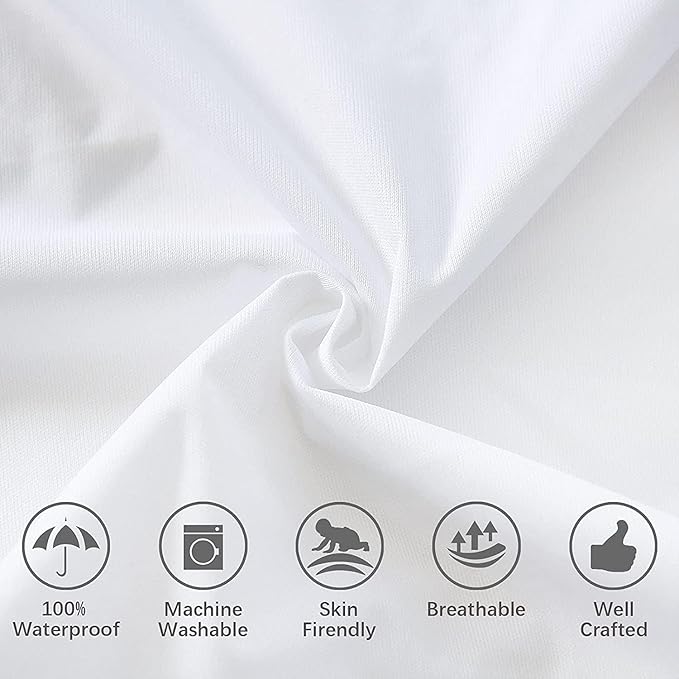 Nokolulu Waterproof Pillow Protector Zippered - Pillow Protectors Case Cover - Soft & Breathable Feather Proof Pillow Encasement 20 x 28 Inches (Queen Size)