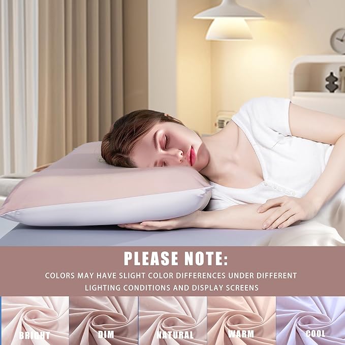 TELUS Cooling Pillowcases Queen Size 2-Pack, Silky Soft Breathable Pillow Case with Envelope Close, Stay Cool Pillow Cover for Hot Sleepers and Night Sweats, 20x30 Inch