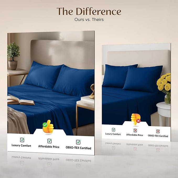 Utopia Bedding King Size Sheet Set – 4 Piece Bed Sheets, Soft and Breathable Microfiber, Includes 1 Fitted Sheet, 1 Flat Sheet and 2 Pillowcases – Oeko Tex (Dusk Blue)