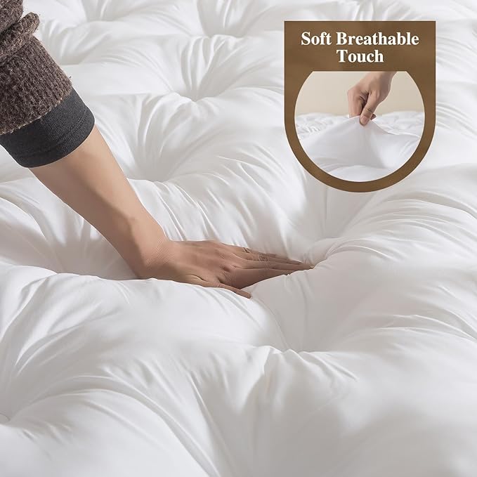 WhatsBedding 5 Inch Memory Foam Mattress Topper King Size, Supportive Fluffy Shredded Memory Foam Filled Pillow Top, Extra Soft Bed Topper with Deep Pocket, 78x80 in