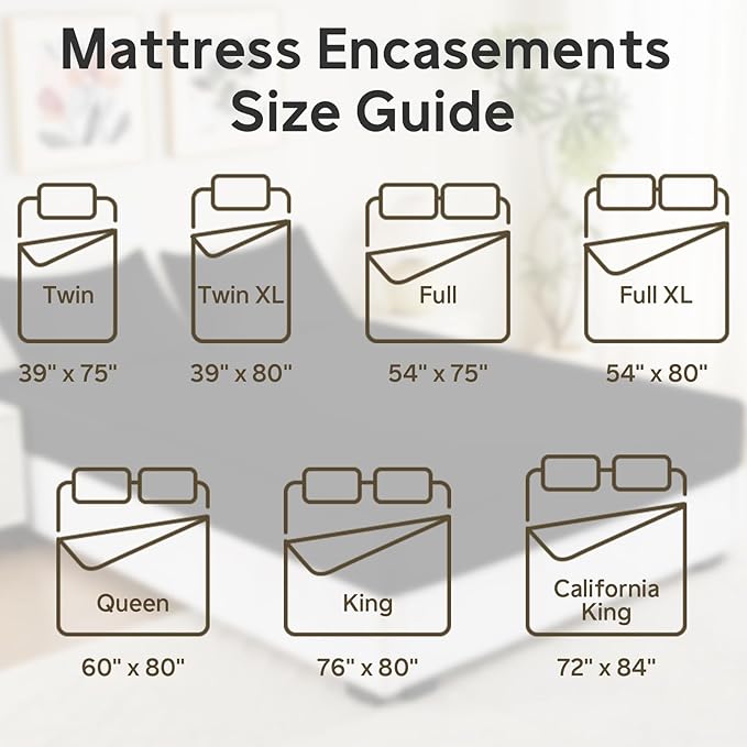 Twin XL Mattress Protector Waterproof (12”-16”Depth) – Premium Zippered Mattress Encasement Bed Cover, Noiseless Breathable Machine Washable Six-Sided Mattress Cover for Bed, Black