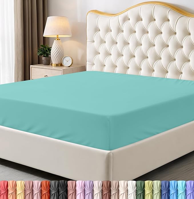 Utopia Bedding King Fitted Sheet - Bottom Sheet - Deep Pocket - Soft Microfiber - Shrinkage and Fade Resistant - Easy Care -1 Fitted Sheet Only (Spa Blue)
