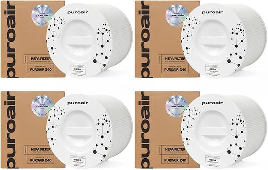 PuroAir 240 Replacement Filter - Genuine Puro Air 240 Filter Replacement - Official PuroAir Air Purifier HEPA Filter with CarbonTech Filters 99.9% of Pollen, Dust, Pet Dander, Smoke, Odors (4PK)