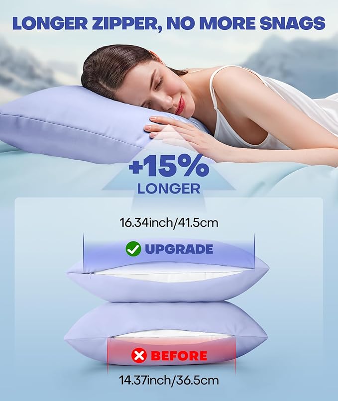 Ice Cooling Pillowcase for Hot Sleepers, Instantly Cool, Stays Cold All Night, Softer Than Silk Pillow Cases, Pillow Covers with Invisible Zipper, Gift for Men & Women - King Size, Purple (1 Pack)