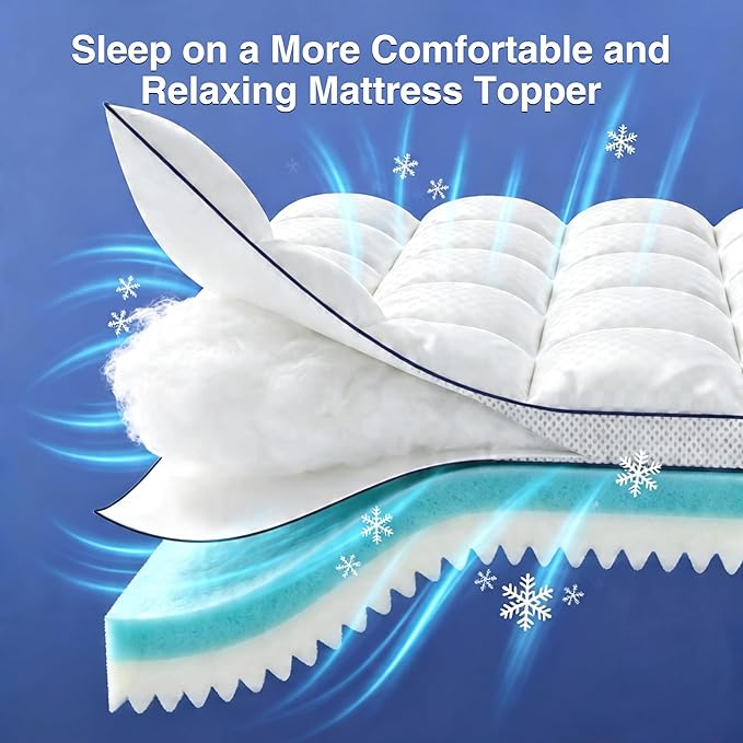California King Size Mattress Topper, 4.5 Inch Memory Foam Mattress Topper for Back Pain & Pressure Relief - 2.5" Cooling Gel Memory Foam + 2" Pillow Top Mattress Pad Cover, Soft and Supportive