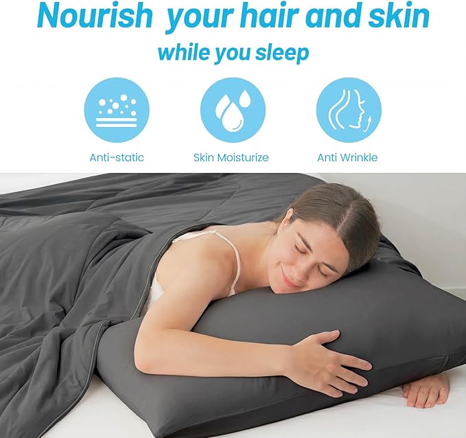 Cozy Bliss Cooling Pillow Cases for Hot Sleepers, Q-Max>0.45, Standard Size Set of 2, Soft & Silky Pillow Covers with Envelope Closure,Gift, Charcoal Gray, 20x26 Inches
