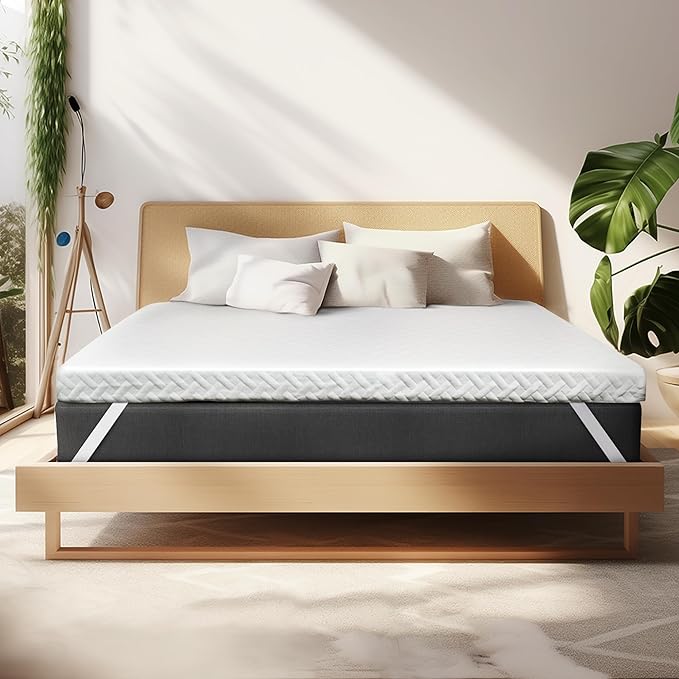 3 Inch Gel Memory Foam Mattress Topper California King Size for Back Pain, Cooling Mattress Pad Bed Topper with Removable and Washable Bamboo Cover, CertiPUR-US & Oeko-Tex Certified – White