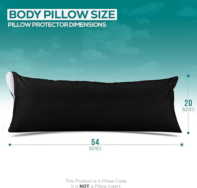 Utopia Bedding Premium 100% Waterproof Pillow Protectors with Zipper Body Size (Set of 2), Bed Bug and Dust Mite Proof Zippered Pillow Covers, Pillow Encasement Cases, Black