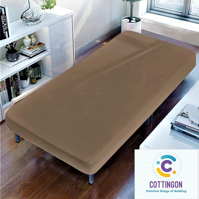 Cot Size 28" x 75" Fitted Sheet, 100% Egyptian Cotton, Perfect for Camp Bunk Beds/RVs/Guest Beds/Army Cots/Replacement Mattress (Taupe)