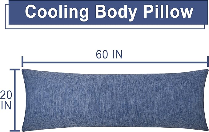DWCN Memory Foam Body Pillow – Cooling Breathable & Supportive Full Length Pillow for Side Sleepers, Pregnancy, Leg & Back Pain Relief, 20x60 Inch Blue