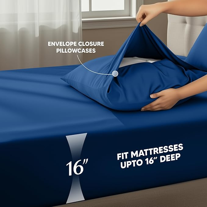 Utopia Bedding Full Size Sheet Set – 4 Piece Bed Sheets, Soft and Breathable Microfiber, Includes 1 Fitted Sheet, 1 Flat Sheet and 2 Pillowcases – Oeko Tex (Dusk Blue)