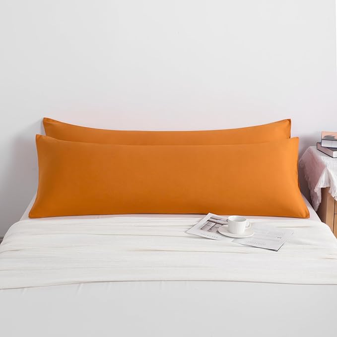 NTBAY Body Pillow Cases Set of 2, 2 Pack Brushed Microfiber 20x54 Pillow Cases, Soft, Wrinkle, Fade, Stain Resistant Pale Orange Pillow Cases with Envelope Closure, 20x54 Inches, Pale Orange