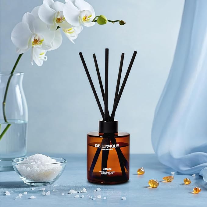 Silence Scent Reed Diffuser for Bathroom – Aroma Bathroom Diffuser with Sticks – Long Lasting Salty Ozonic & Orchid Scent – Home Fragrance for Entryway, Office, or Guest Bath – 150ml