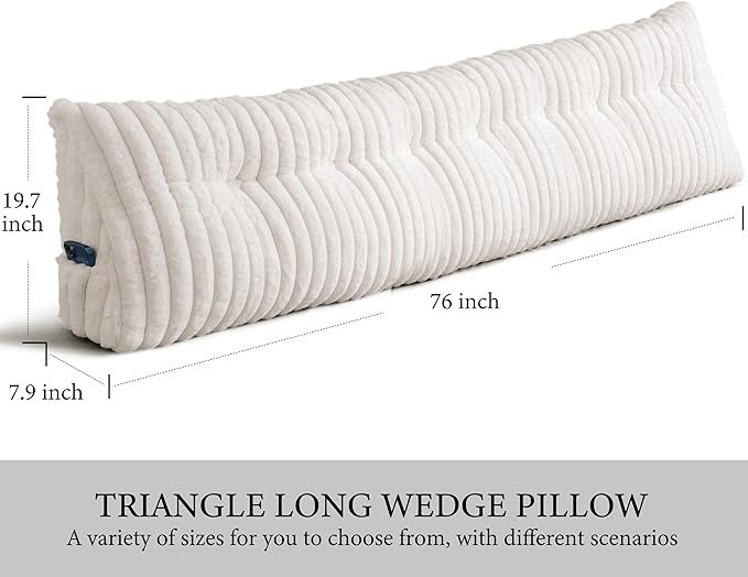 Headboard Pillow King, Triangular Wedge Pillow Headboard King, Cushion Headboards Reading Pillows, Backrest Pillows for Sitting in Bed or Working with Removable Cover, Beige