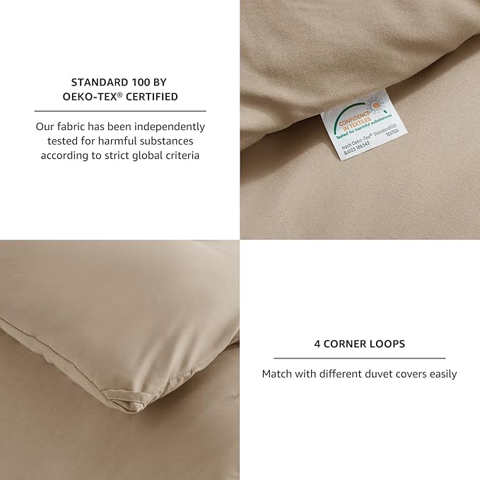 CozyLux Full Size Comforter Set Taupe, 3 Pieces Solid Breathable Quilted Bedding Sets, Luxury Lightweight Soft Bed Set with Down Alternative Comforter and 2 Pillowcases for All Seasons