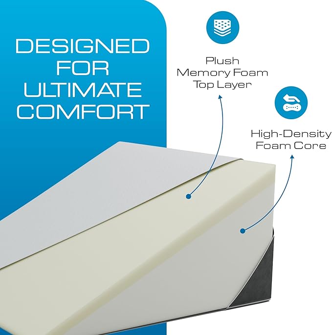 Kolbs Bed Wedge Pillow for Sleep Apnea, FSA Eligible Acid Reflux, and Back Pain Relief, with Chic Jacquard Cover - Headboard Wedges for Sleeping (Extra Wide 12" Height)