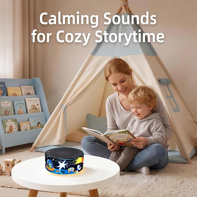 Kipcush White Noise Machine - Soft Non-Glare Nursery Lamp, 30 Soothing Sounds, 8 Color Lights, Max 8-Hour Timer for Baby & Adults