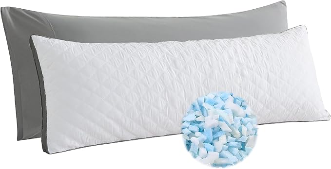 WhatsBedding Memory Foam Body Pillow with Removable Pillowcase-Fluffy Body Pillows for Adults -Large Long Bed Pillows for Sleeping - 20x54 inch, White