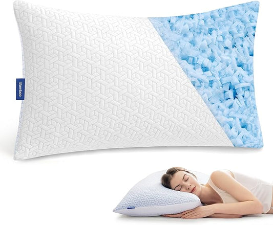 puredown® Cooling Pillows Queen Size 1 Pack, Memory Foam Pillows Adjustable Firm Bed Pillows for Sleeping, Cool Pillow for Hot Sleepers with Zipper Removable Pillow Cover
