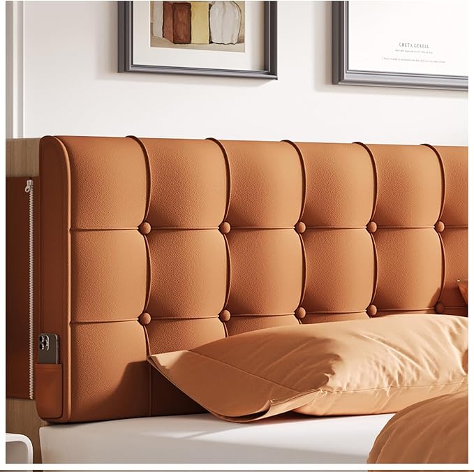 Orange Queen Headboard Pillow Wedge Backrest with Removable Cover Reading Pillow Lumbar Support Memory Foam for Twin XL Dorm Bed Daybed Couch Decorative Cushion College Dorm Essentials