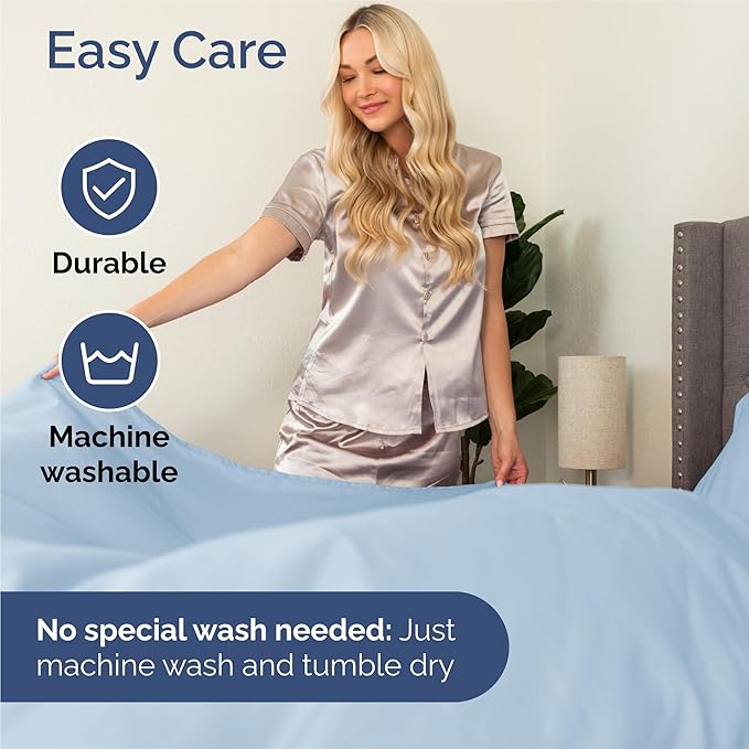 Split King Size 5 Piece Sheet Set - Comfy Breathable & Cooling Sheets - Hotel Luxury Bed Sheets for Women & Men - Deep Pockets, Easy-Fit, Soft & Wrinkle Free Sheets - Sky Blue Oeko-Tex Bed Sheet Set