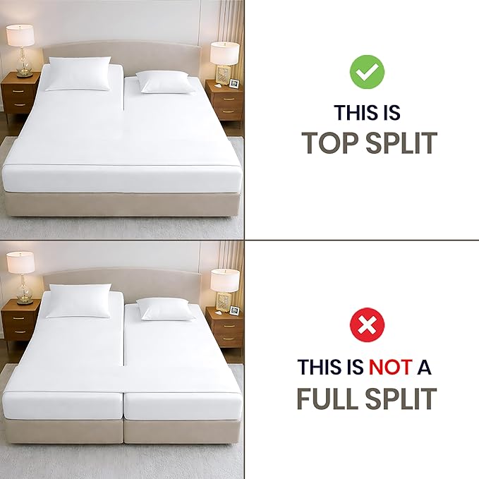 SGI bedding 32" King Split Top Flex Head Sheet 100% Egyptian Cotton Sheet Set 1000 Thread Count Flex Top Sheet for Adjustable Bed 4Pc Sheet Set 15" Deep Pocket for Sleep Number Bed - White