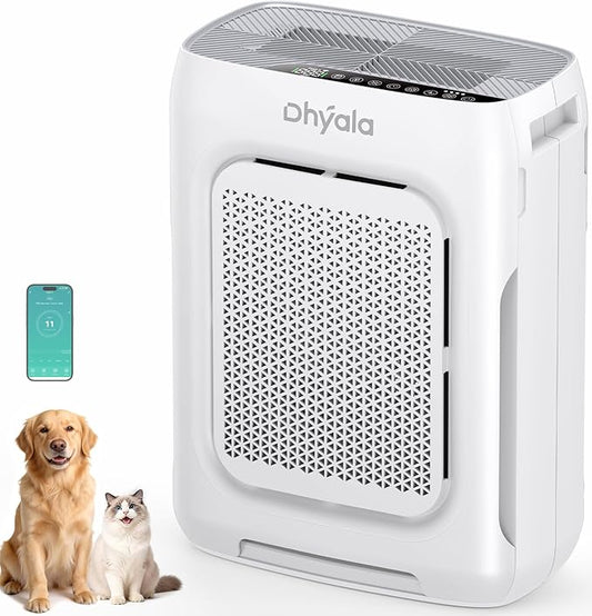 Air Purifier for Home Large Room up to 3000Ft², HEPA Air Purifier with Washable Double-Sided Filters, Smart WiFi, AQI Display, Air Cleaner for Pets, Allergies, Dust, Pollen, 15dB Sleep Mode, Fragrance