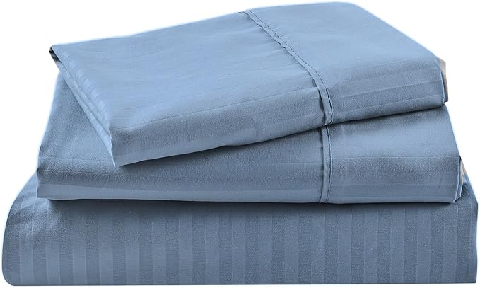Kingnex 30x75x9 Striped 3 Piece RV Bunk Sheets Set for Narrow Twin Bed Soft Brushed 1800 Microfiber Bedding Set Includes 1 Cot Size Fitted Sheet 1 Flat Sheet 1 Pillowcase Cot Blue