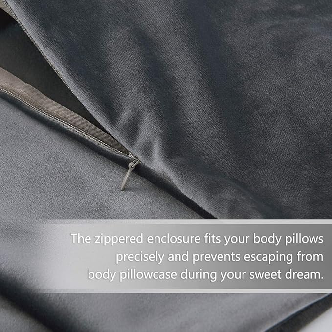 StangH Grey Body Pillow Cover, Body Pillowcase for Adults Pregnant Women, Luxury Soft Velvet Pillowcase Cover with Hidden Zipper Closure for Sofa/Couch/Bed Decorative, 20x54 inches, 1 Pc